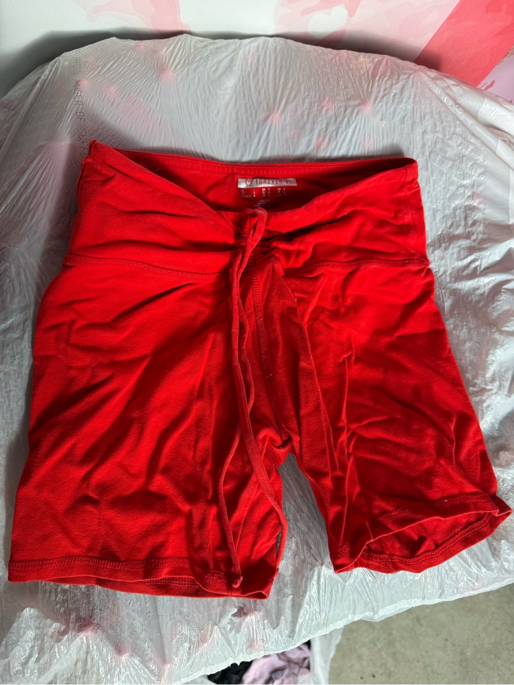 Forever 21 Women’s Red Athletic Drawstring Bike Shorts